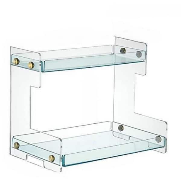 Modern 2-Tier Green & Transparent Storage Rack Acrylic Storage Adjustable  Shelf Small