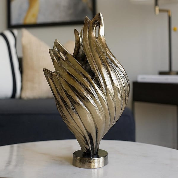 Bronze 21 in. x 13 in. Handmade Aluminum Metal Abstract Swirl Sculpture