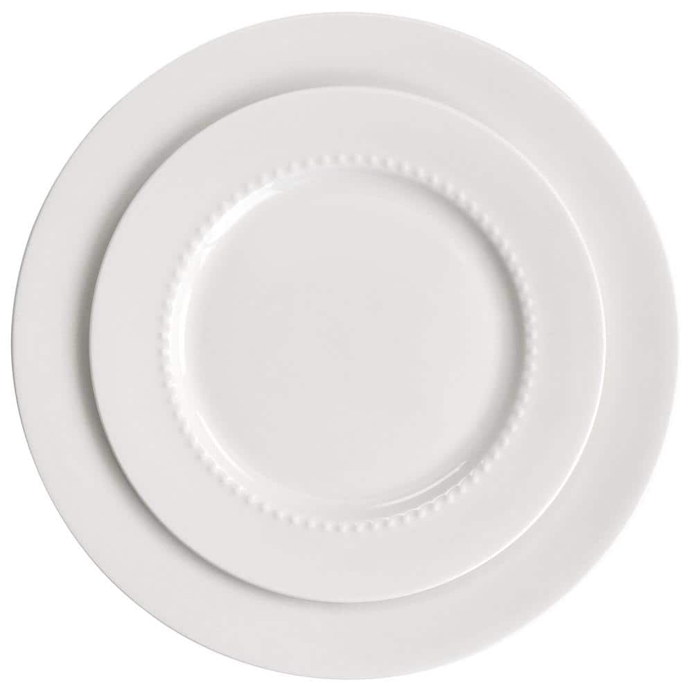 White Porcelain Embossed 16-Piece Dinnerware Set, Service for 4