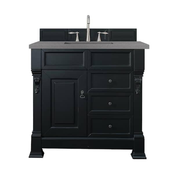 James Martin Vanities Brookfield 36 in. W x 23.5 in. D x 34.3 in. H Bathroom Vanity in Antique Black with Grey Expo Quartz Top