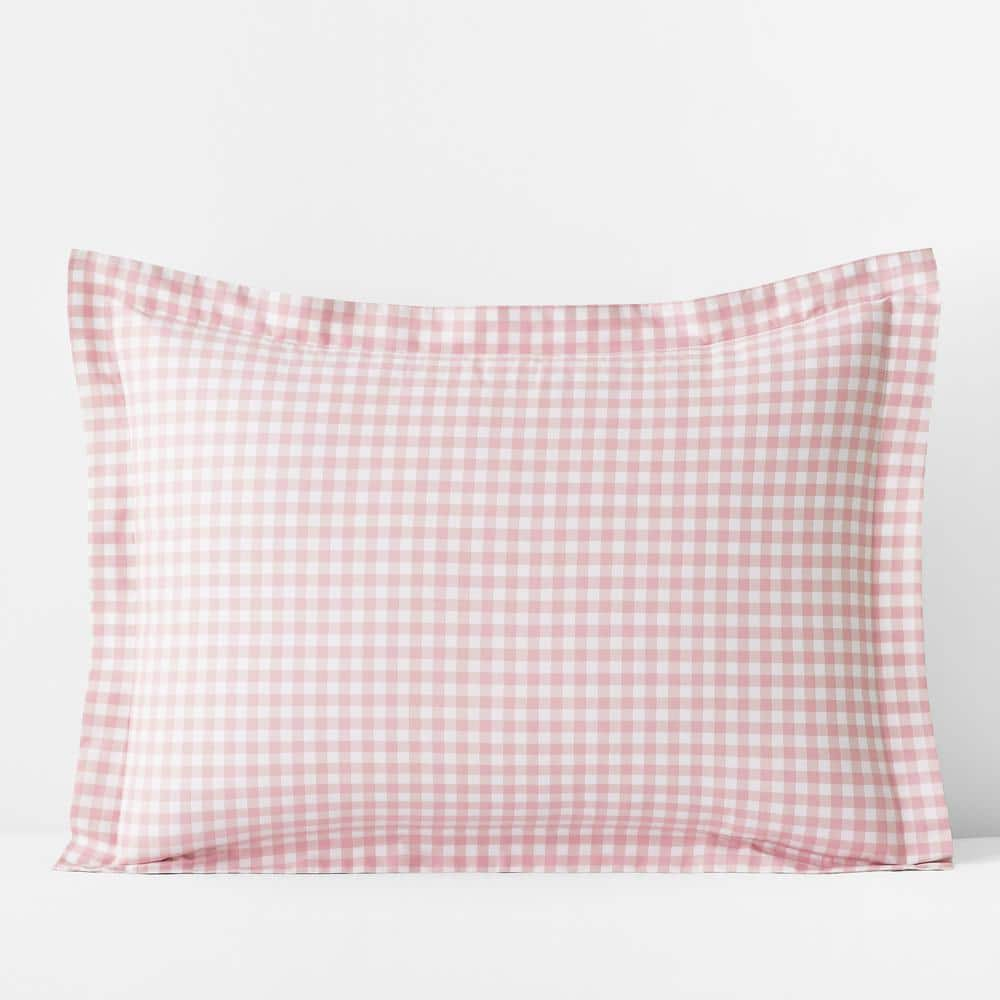 Company Kids by The Company Store Company Kids Gingham Petal Pink Organic Cotton Percale Standard Sham