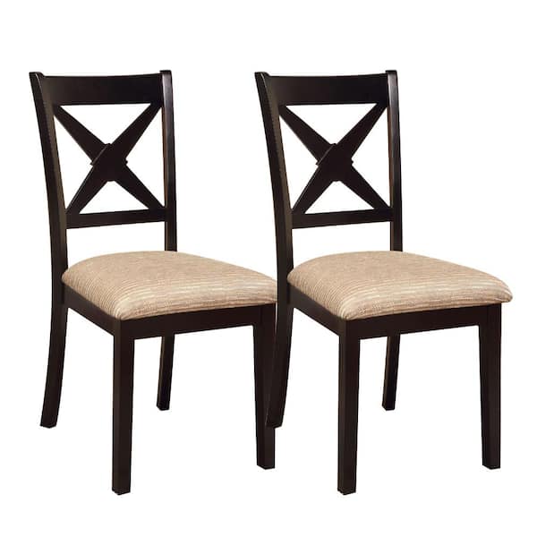 William's Home Furnishing Liberta Black and Beige Transitional Style Side Chair