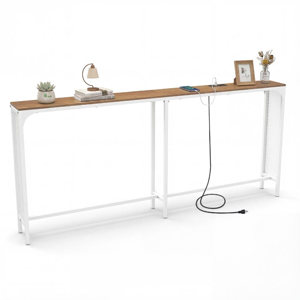 71 in. Narrow Console Table with Power Outlets USB Ports and Metal Frame for Small Space price history on PriceWatchPro