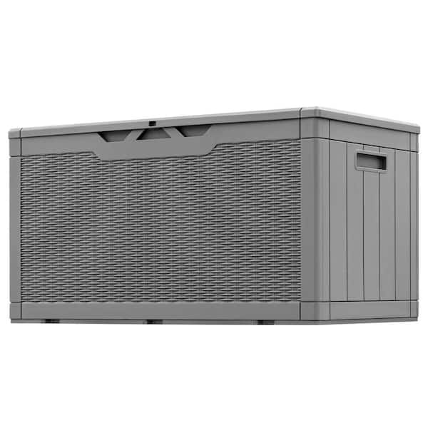 Tozey 100 Gal. Fusion Style Deck Box Gray Outdoor Resin Storage Box T 