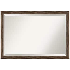 Regis Barnwood Mocha Narrow 26.62 in. x 38.62 in. Rustic Rectangle Framed Bathroom Vanity Wall Mirror