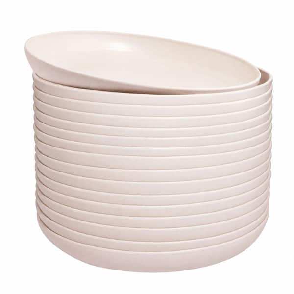 Beige Unbreakable Wheat Straw 9 Inch Lightweight Plates Special Event Dinnerware Set of 20