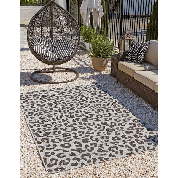 Black Leopard Outdoor 9 ft. x 12 ft. Area Rug