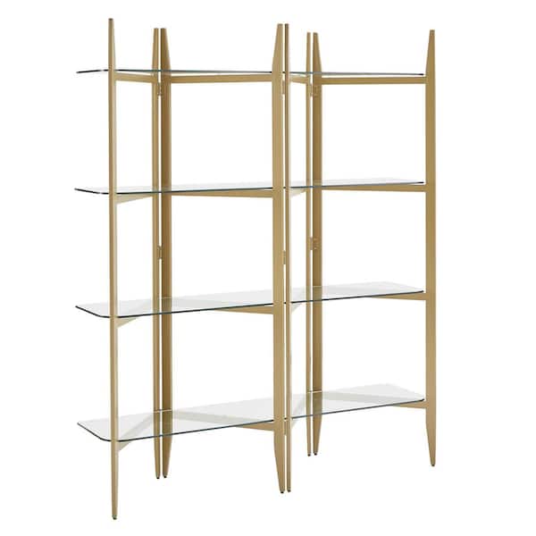 HomeSullivan 68.35 in. Gold Metal 4-Shelf Accent Bookcase