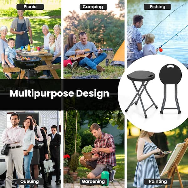 Gymax 2-pcs 18 in. H Folding Stool Portable and Foldable Camping