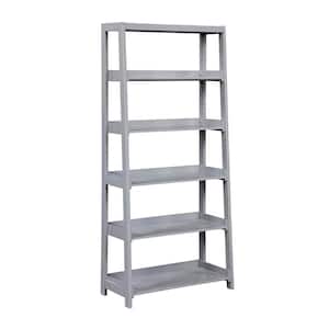 Eliza 67 in. Tall Gray Wood 5 Fixed Shelves Bookcase