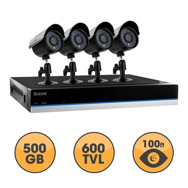 Defender BlueLine 4-Channel Surveillance System with 500GB Hard Drive and (4) 600TVL Cameras