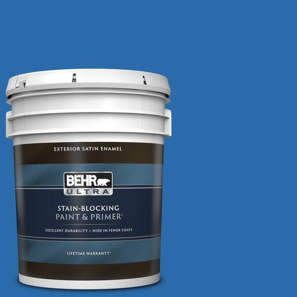 BEHR ULTRA 5 gal. #MQ4-24 Electric Blue Satin Enamel Exterior Paint & Primer