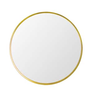 24 in. W x 24 in. H Large Round Metal Framed Wall Bathroom Vanity Mirror in Gold