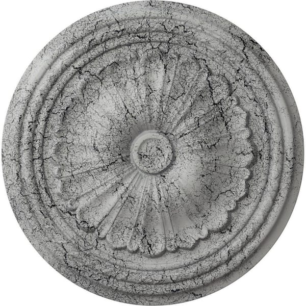 Ekena Millwork 1-7/8 in. x 20-1/2 in. x 20-1/2 in. Polyurethane Alexa Ceiling Medallion, Ultra Pure White Crackle