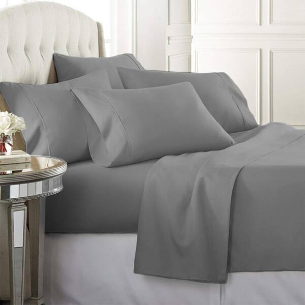 6 Piece Gray Super Soft 1600 Series, California King Size Bed Sheets Set
