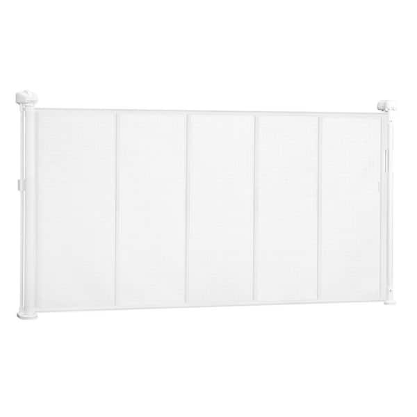SKYSHALO Retractable Baby Gate 34 in. Tall Extends up to 55 in. Wide Retractable Gate for Kids or Pets Mesh Material White