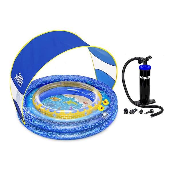 Aqua LEISURE AZP15225 SunSmart Lazy River Kiddie Pool with Sun Shade and Hand Pump