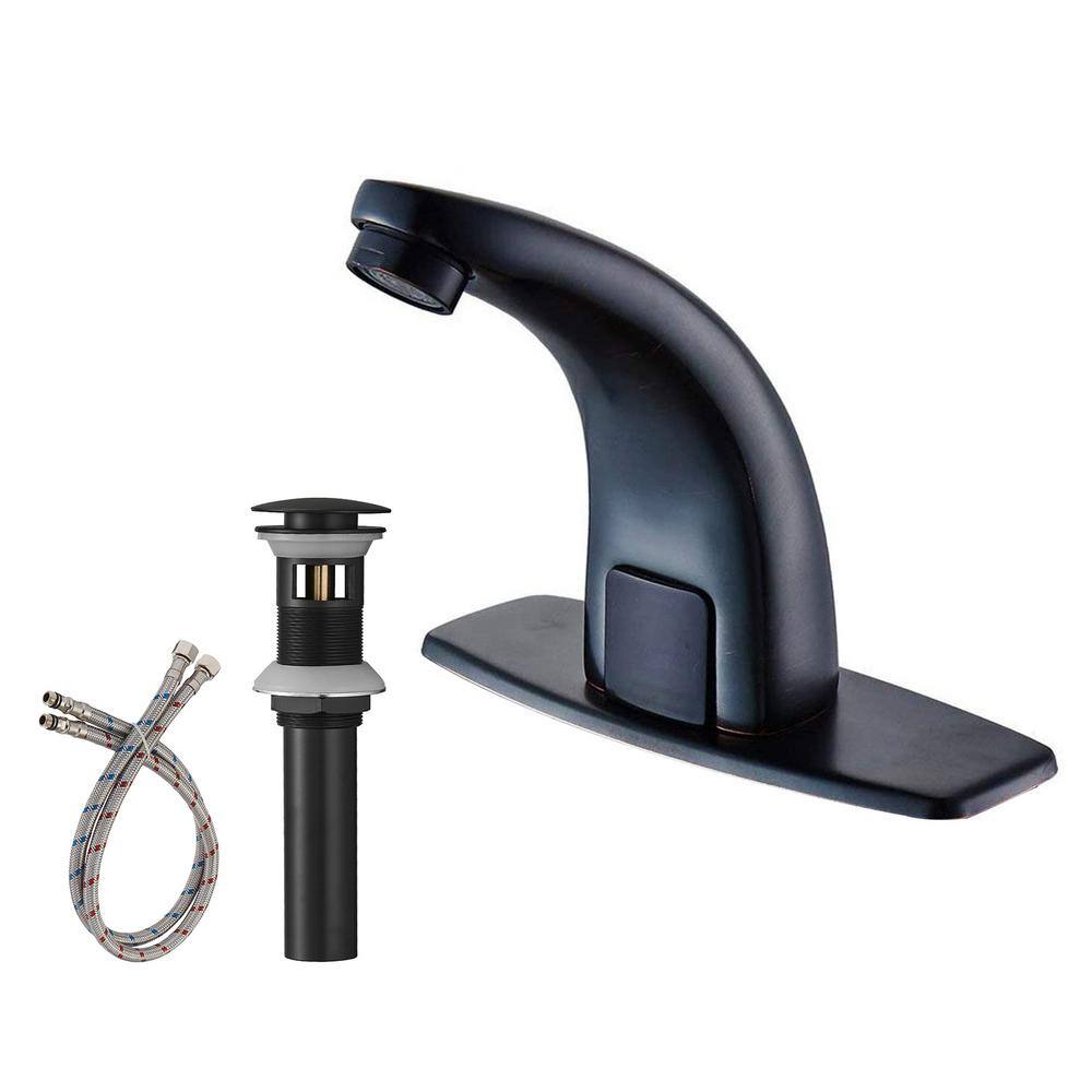 DC Powered Commercial Touchless Single Hole Bathroom Faucet With Deck Plate and Pop Up Drain In Oil Rubbed Bronze price history on PriceWatchPro