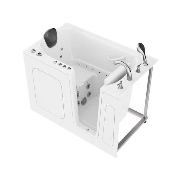 WTHDX Series 30 in. x 54 in. Right Drain Combination Jetted Walk-in Bathtub in White with Powered Fast Drain
