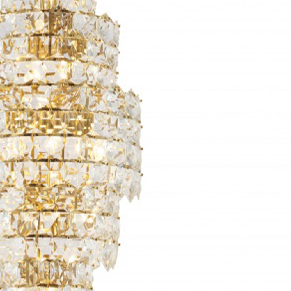 Elegant 67" Brass and Crystal Seven Tier Chandelier