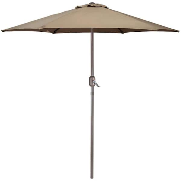 7.5ft Outdoor Patio Market Umbrella with Hand Crank Brown