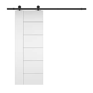 Metropolitan 30 in. x 80 in. White Stained Composite MDF Paneled Interior Sliding Barn Door with Hardware Kit