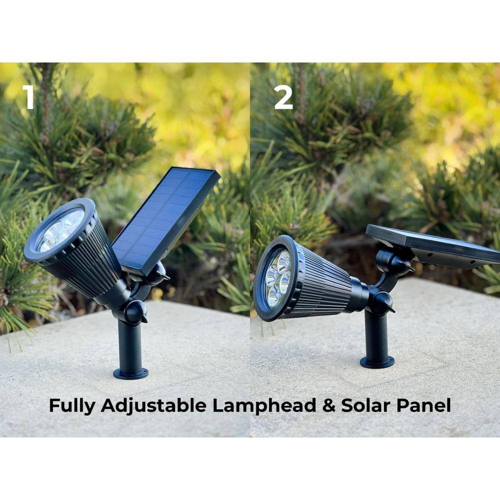 Black Solar Powered Adjustable LED Landscape Spotlights, 2-Pack