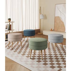 Bailey Mid-Century Modern Multicolor with Gold Feet Woven Polyester Blend Upholstered Ottoman (Set of 4)