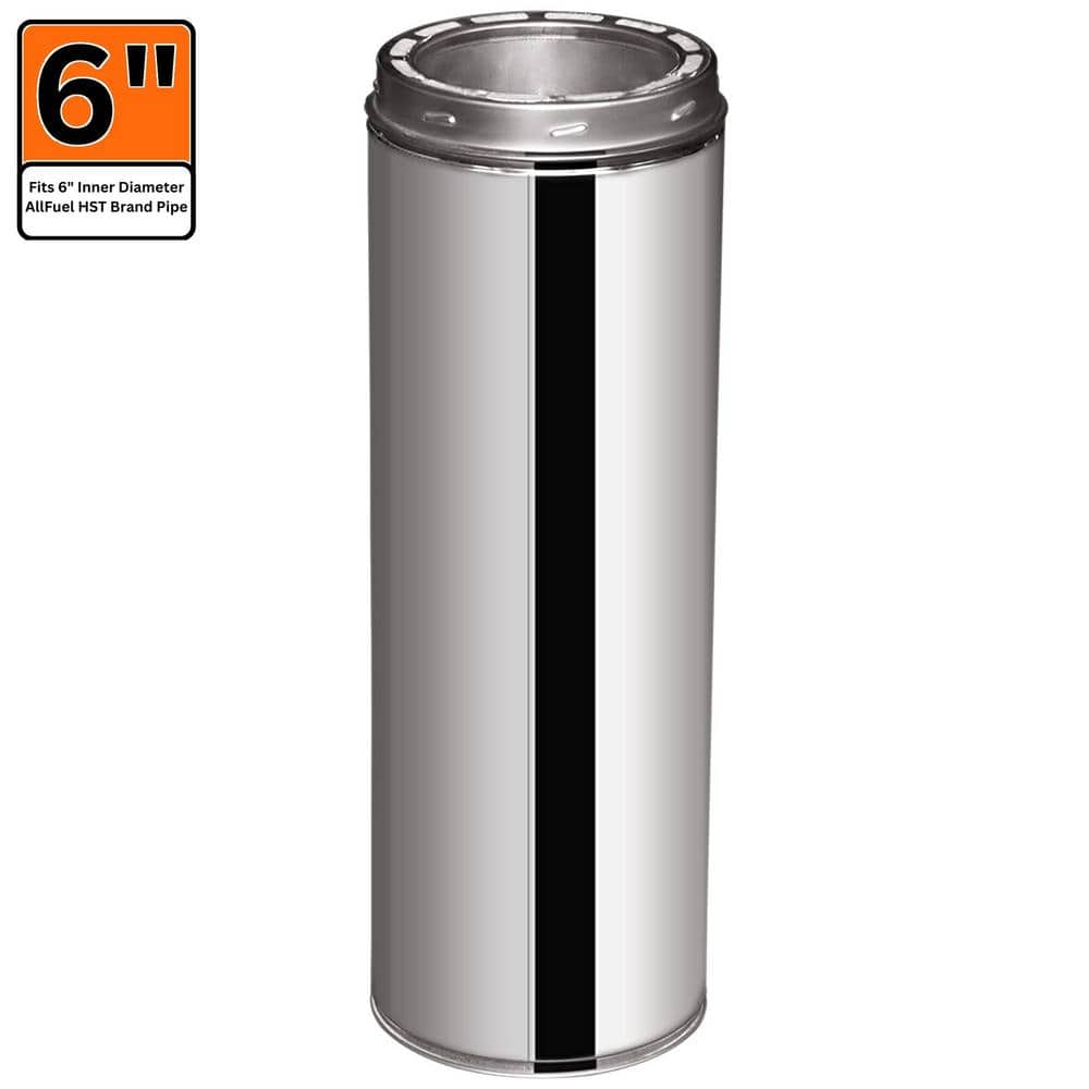  DuraVent 6 Inch Lightweight Galvanized Stainless Steel Double  Wall Wood Burning Stove Pipe Connector to Vent Smoke or Exhaust, Black :  Tools & Home Improvement