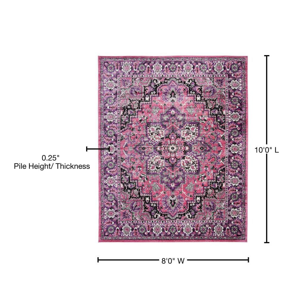 Skyler Pink and Ivory Floral 8' x 10' Synthetic Area Rug