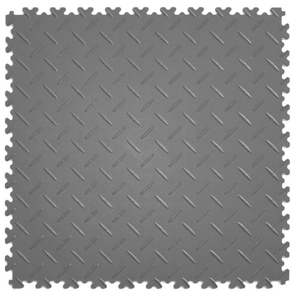 IT-tile Diamond Plate 20-1/2 in. x 20-1/2 in. Light Gray Vinyl Interlocking Multipurpose Flooring Tiles (23.25 sq. ft./case)