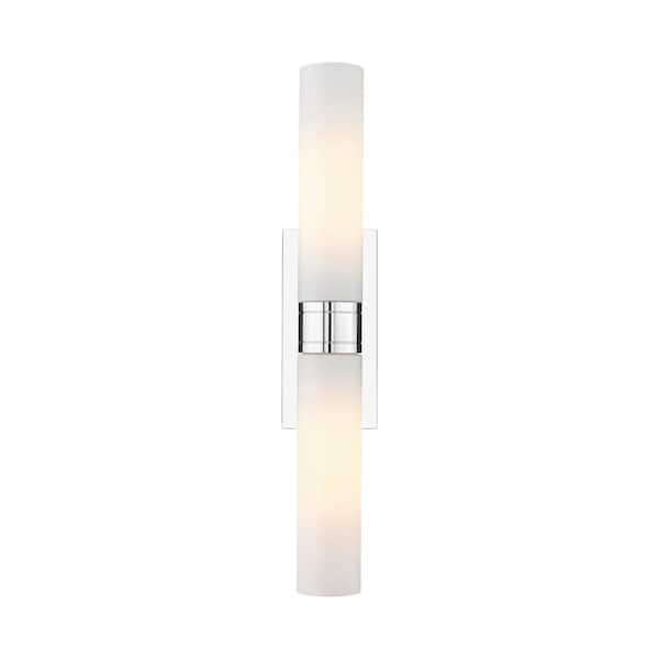 Innovations Ballston Urban 24 in. 2-Light Polished Chrome Vanity Light with Glass Shade