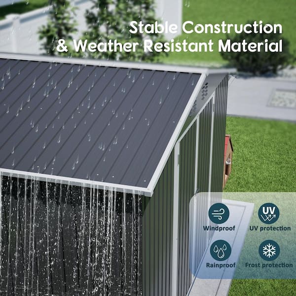 10 ft. x 10 ft. Large Outdoor Metal Storage Shed with Updated Heavy-Duty Frame and Lockable Double Doors(100 Sq. ft. )