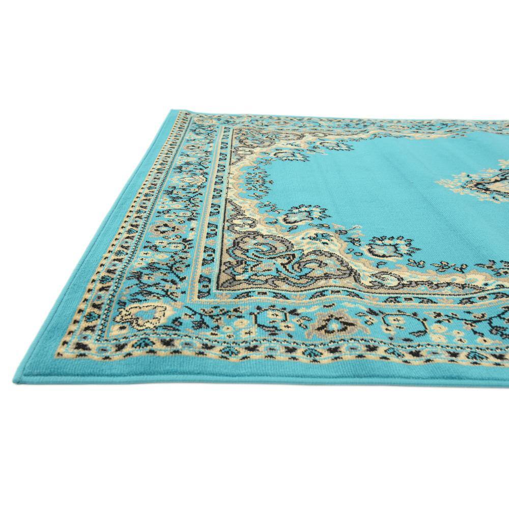 Turquoise Rectangular Medallion Synthetic 5' x 8' Area Rug