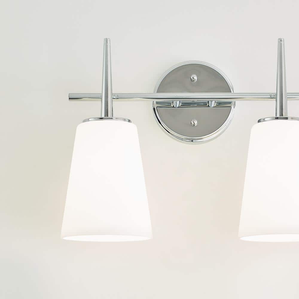 Sleek Chrome Dual Light Vanity with Etched Opal Shades