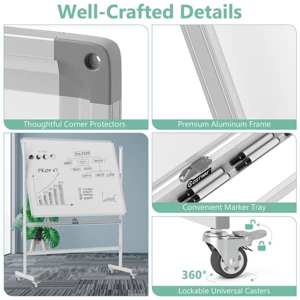HONEY JOY Rolling Whiteboard with Stand 48