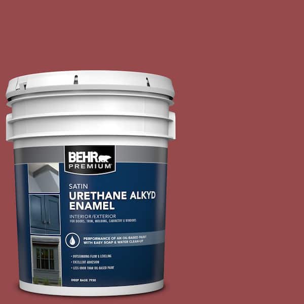 BEHR PREMIUM 5 gal. #M140-6 Circus Red Urethane Alkyd Satin Enamel Interior/Exterior Paint