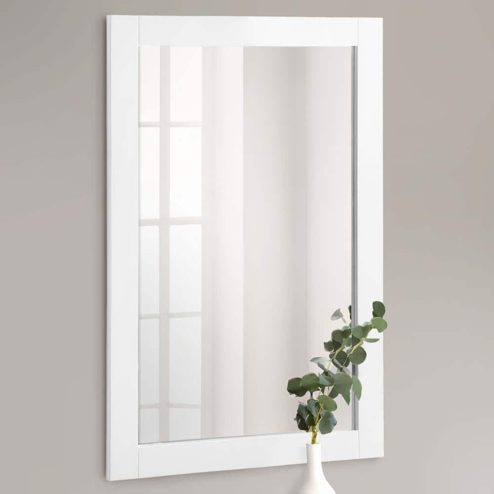 Shorewood 30-Inch White Wooden Rectangular Wall Mirror