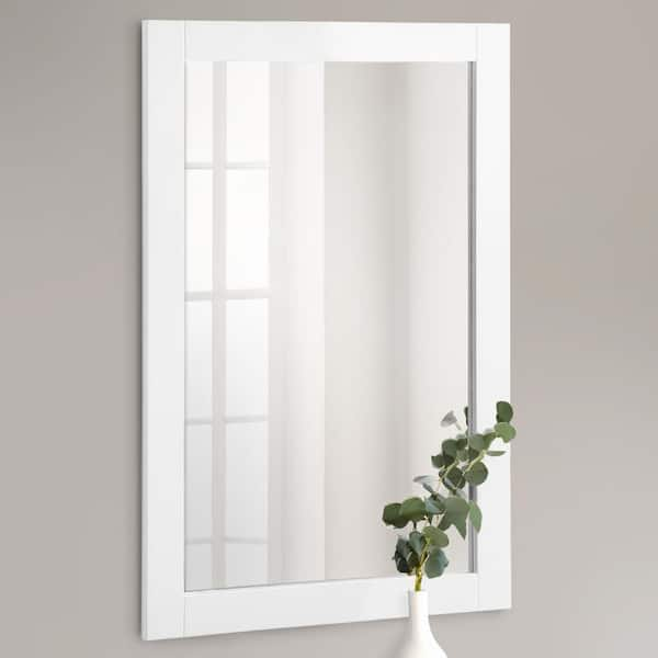 Shorewood 20 in. W x 30 in. H Framed Rectangular Bathroom Vanity Mirror in Semi-Gloss White