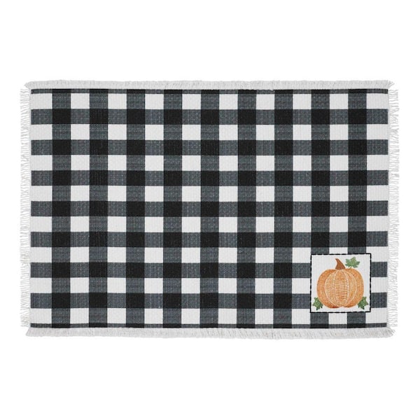 Annie Black Check 19 in. x 13 in. Black Cotton Placemat (Set of 2)