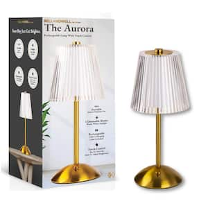 The Aurora 11.6 in. Brushed Gold Modern Rechargeable Integrated LED Table Lamp with USB Port