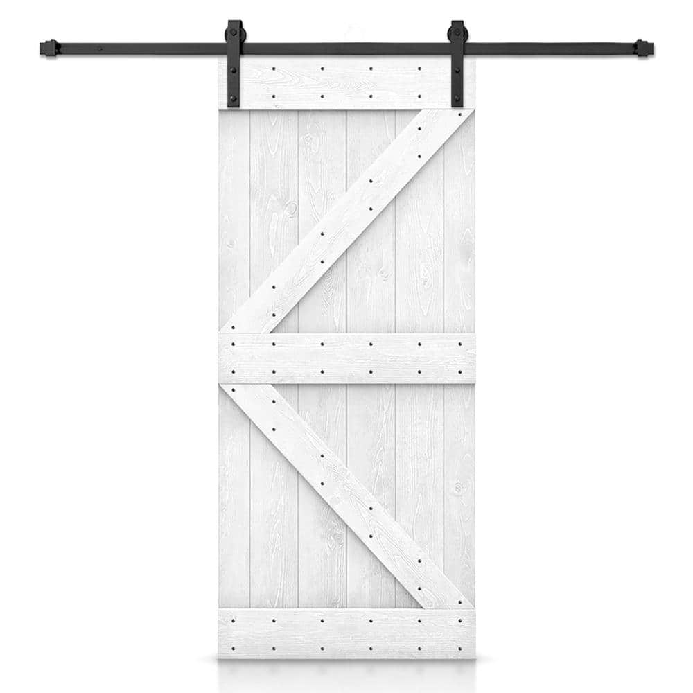 Distressed K Series 28 in. x 84 in. Distressed K Light Cream Stained DIY Wood Interior Sliding Barn Door price history on PriceWatchPro