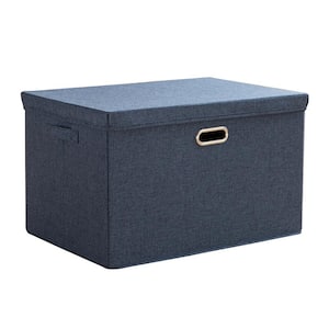 50 qt. Fabric Collapsible Storage Bin with Lid in Blue (3-Pack)