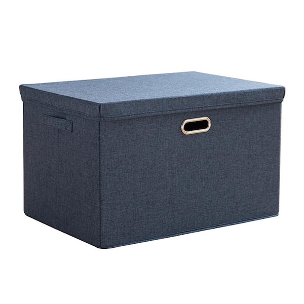 Unbranded 50 qt. Fabric Collapsible Storage Bin with Lid in Blue (3-Pack)