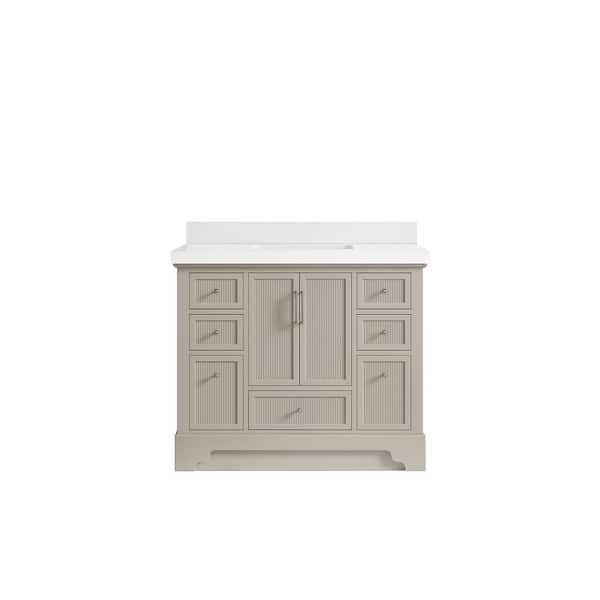 Willow Collections Alys 42 in. W x 22 in. D x 36 in. H Single Sink Bath Vanity in Fine Grain with 2 in. White Quartz Top