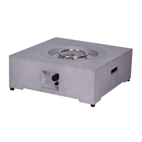 Clihome 30 in. W x 11 in. H Square Gray Exterior Faux Stone Propane Fire Pit