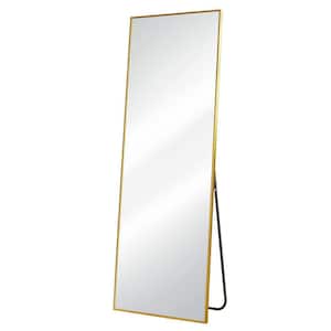 23.6 in. W x 64.9 in. H Full Length Rectangular Metal Framed Wall Bathroom Vanity Mirror in Gold