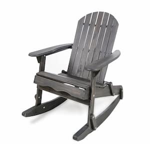 Malibu Adirondack Wooden Outdoor Rocking Chair Dark Gray