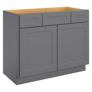 42 in. W x 21 in. D x 34.5 in. H in Shaker Grey Plywood Ready to Assemble Floor Vanity Sink Base Kitchen Cabinet