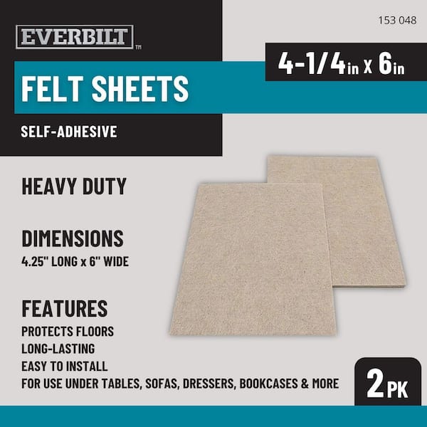 4 1/4 in. x 6 in. Beige Rectangular Felt Heavy Duty Self Adhesive Furniture Sheet( 2-Pack)
